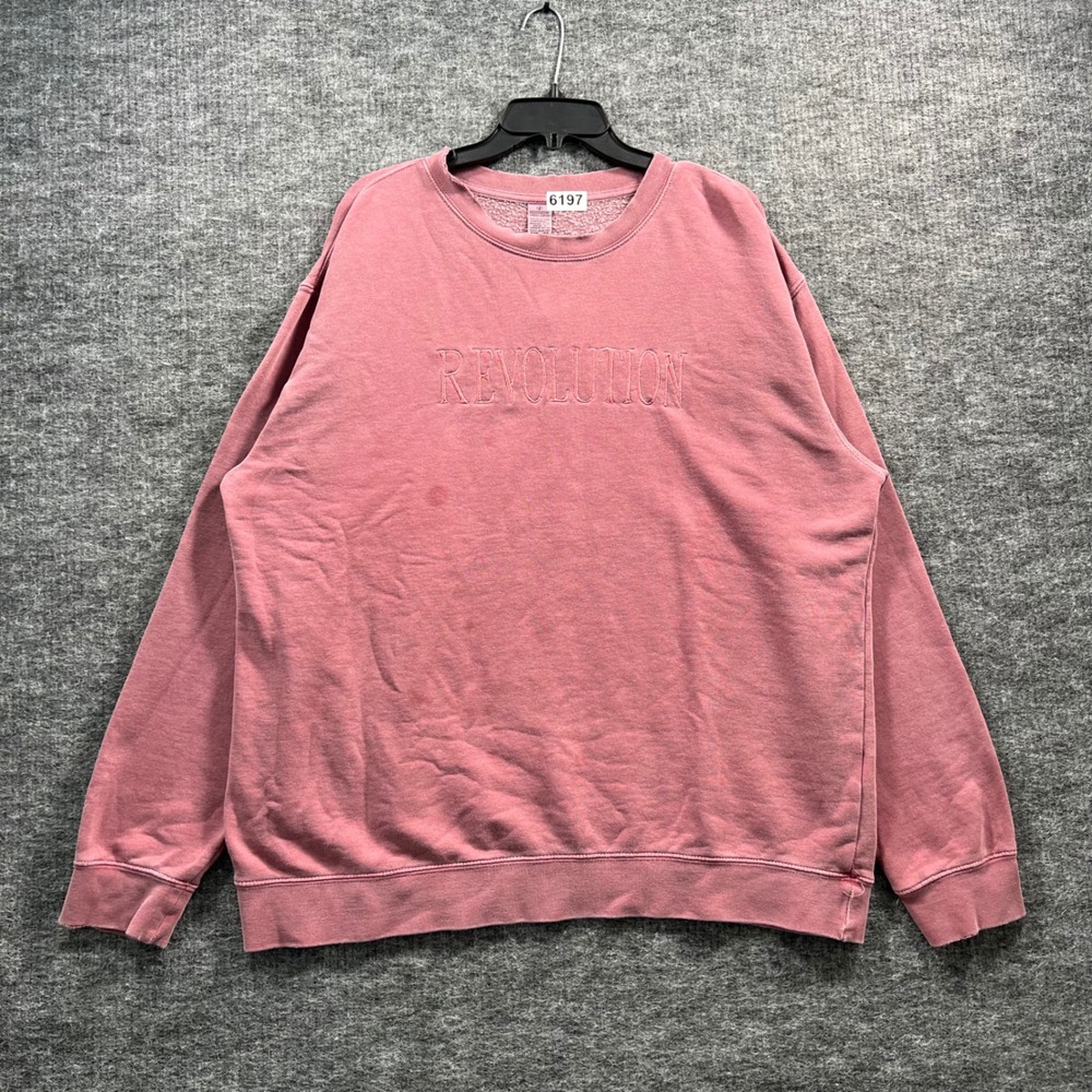 Independent Trading Co Revolution Sweatshirt XL Pink Garment Dye Distressed